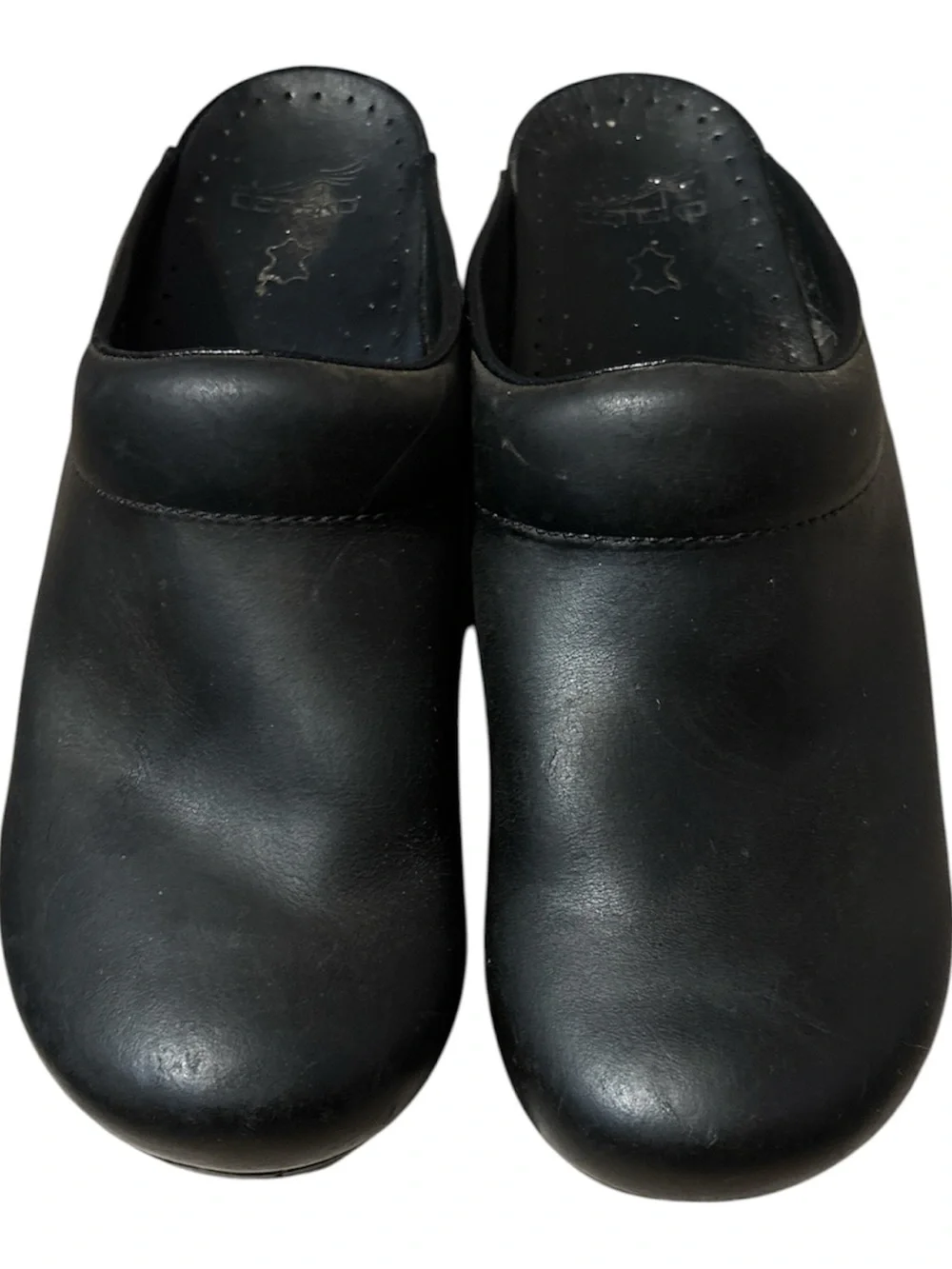 Dansko Black Leather Slip-On Clogs